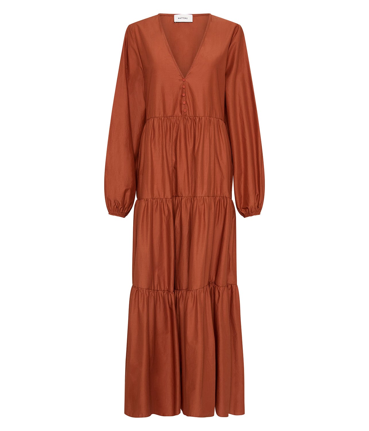 LONG SLEEVE PLUNGE DRESS- SIENNA | MATTEAU | MATTEAU LONG SLEEVE PLUNGE DRESS- SIENNA