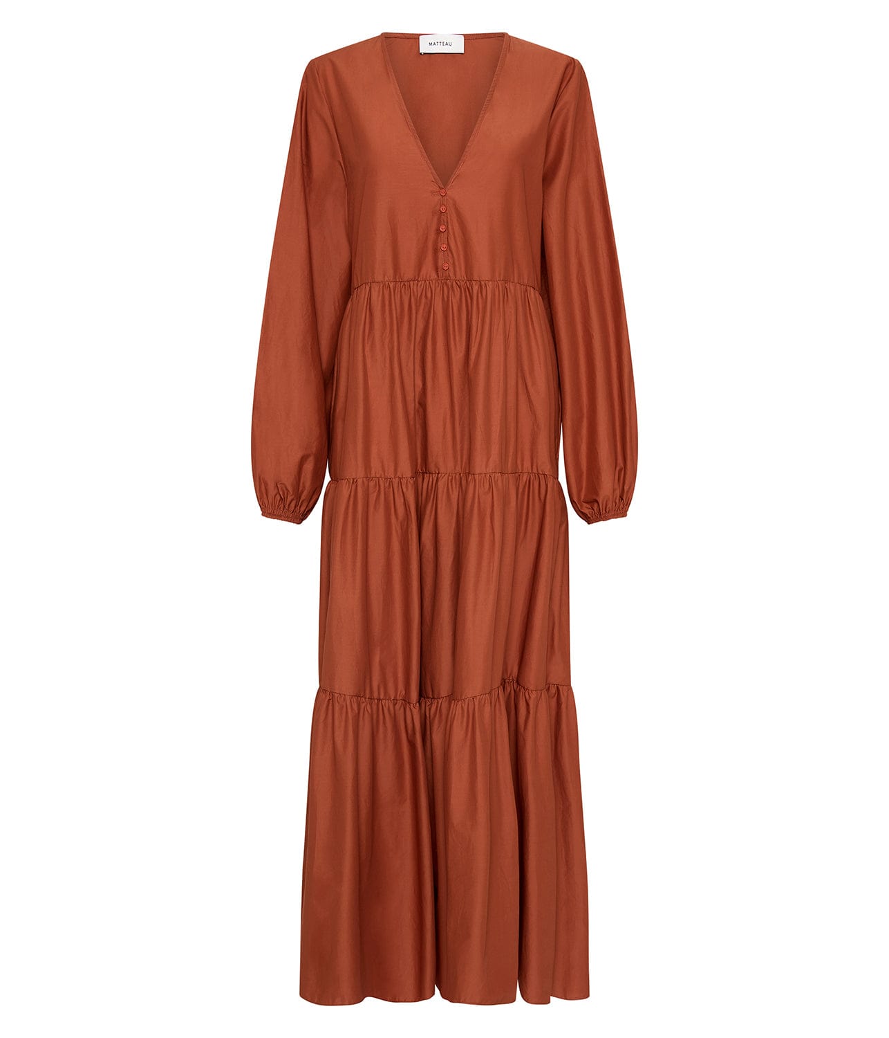 LONG SLEEVE PLUNGE DRESS- SIENNA | MATTEAU |  MATTEAU LONG SLEEVE PLUNGE DRESS- SIENNA