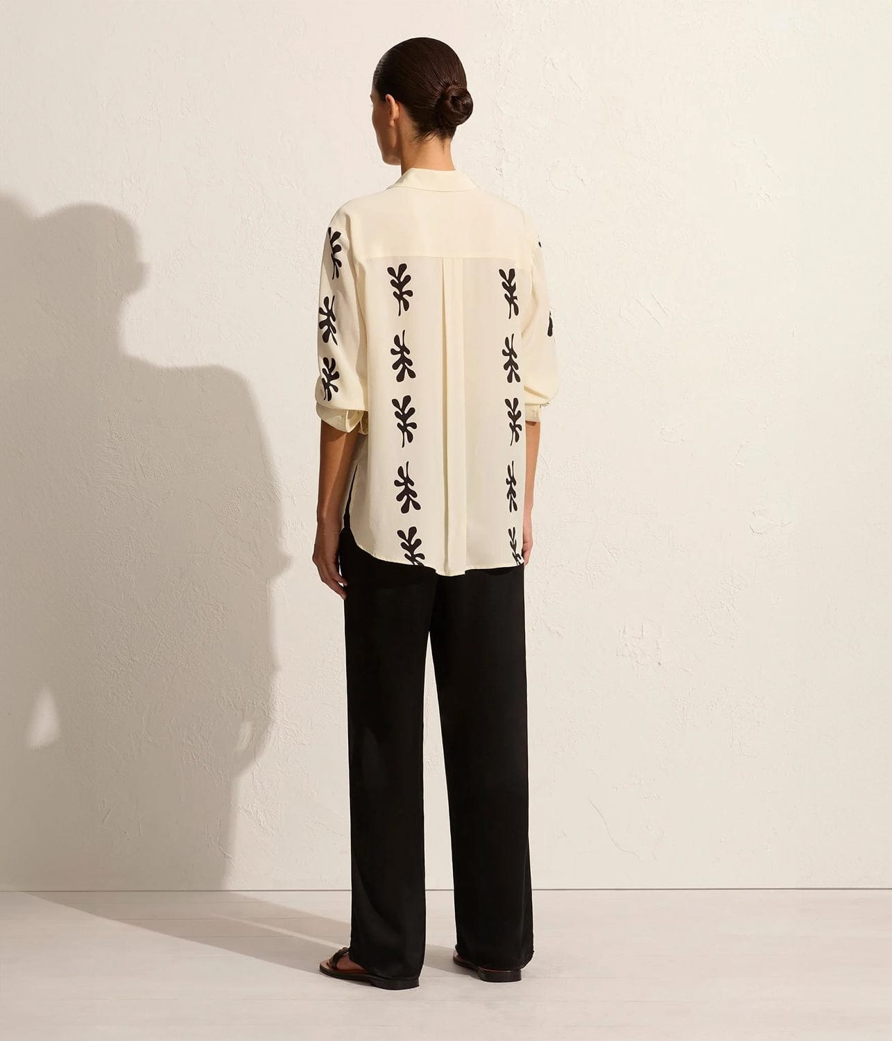 LONG SLEEVE SILK SHIRT- IVORY FIG LEAF | MATTEAU | MATTEAU LONG SLEEVE SILK SHIRT- IVORY FIG LEAF