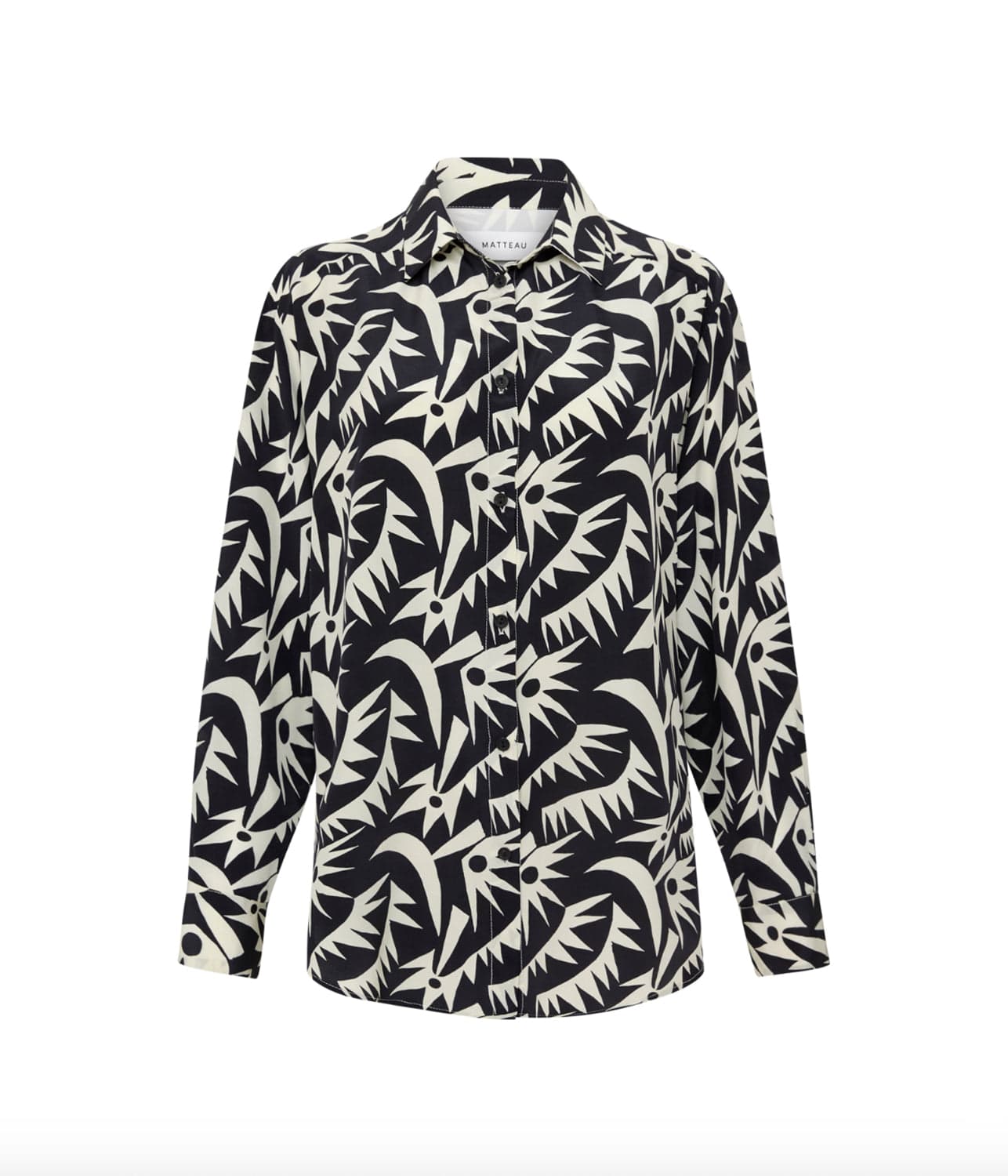 LONG SLEEVE SILK SHIRT- PALMETTO | MATTEAU | MATTEAU LONG SLEEVE SILK SHIRT- PALMETTO