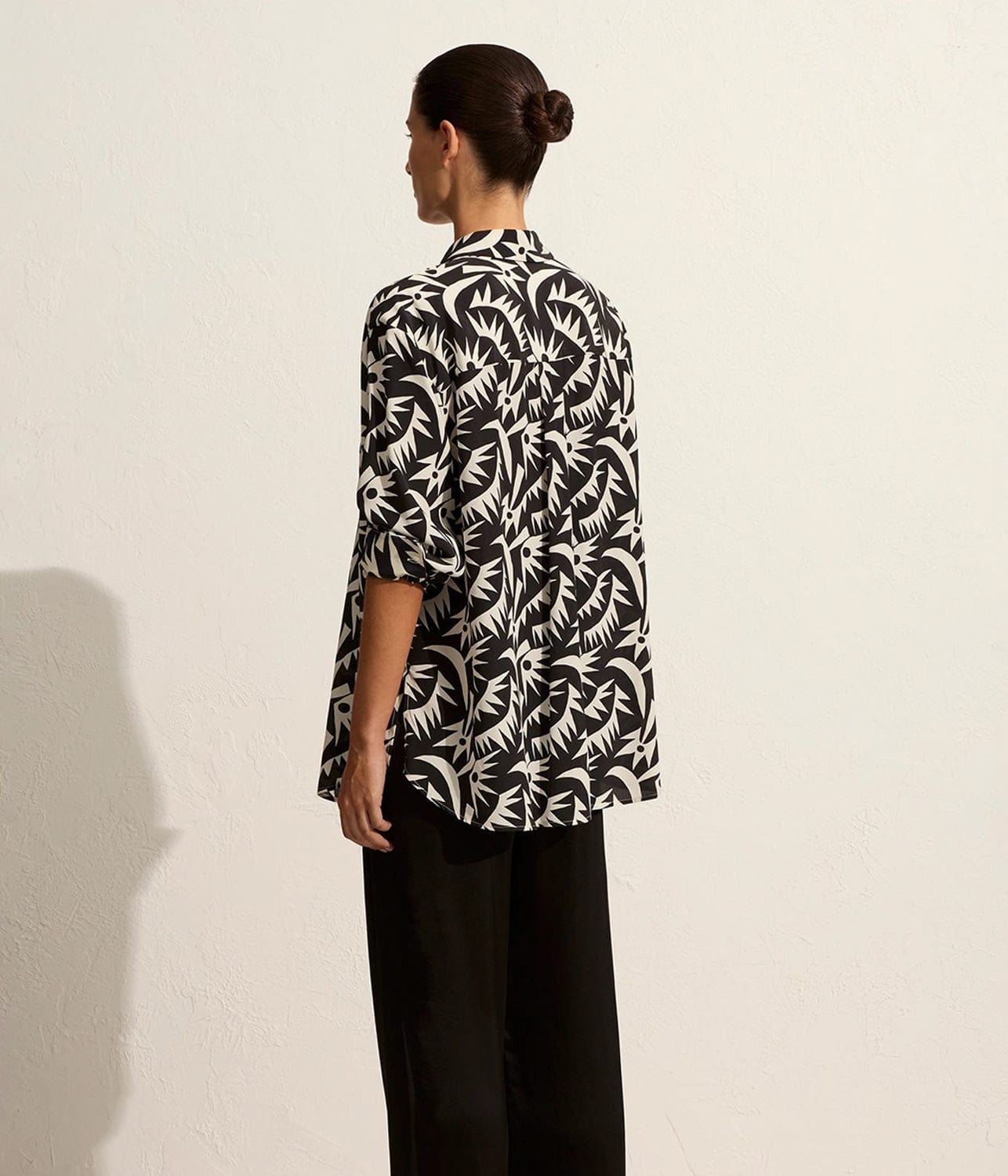 LONG SLEEVE SILK SHIRT- PALMETTO | MATTEAU | MATTEAU LONG SLEEVE SILK SHIRT- PALMETTO
