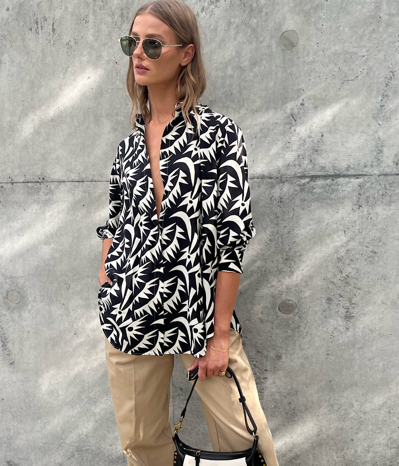 LONG SLEEVE SILK SHIRT- PALMETTO | MATTEAU | MATTEAU LONG SLEEVE SILK SHIRT- PALMETTO