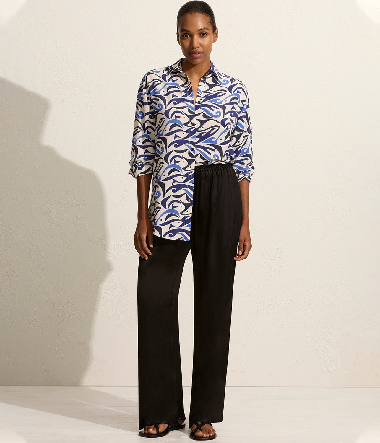 LONG SLEEVE SILK SHIRT- PESCARO | MATTEAU | MATTEAU LONG SLEEVE SILK SHIRT- PESCARO