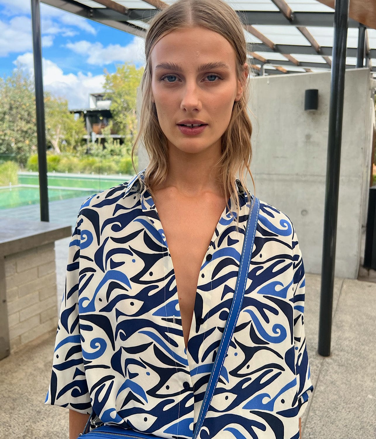 LONG SLEEVE SILK SHIRT- PESCARO | MATTEAU | MATTEAU LONG SLEEVE SILK SHIRT- PESCARO