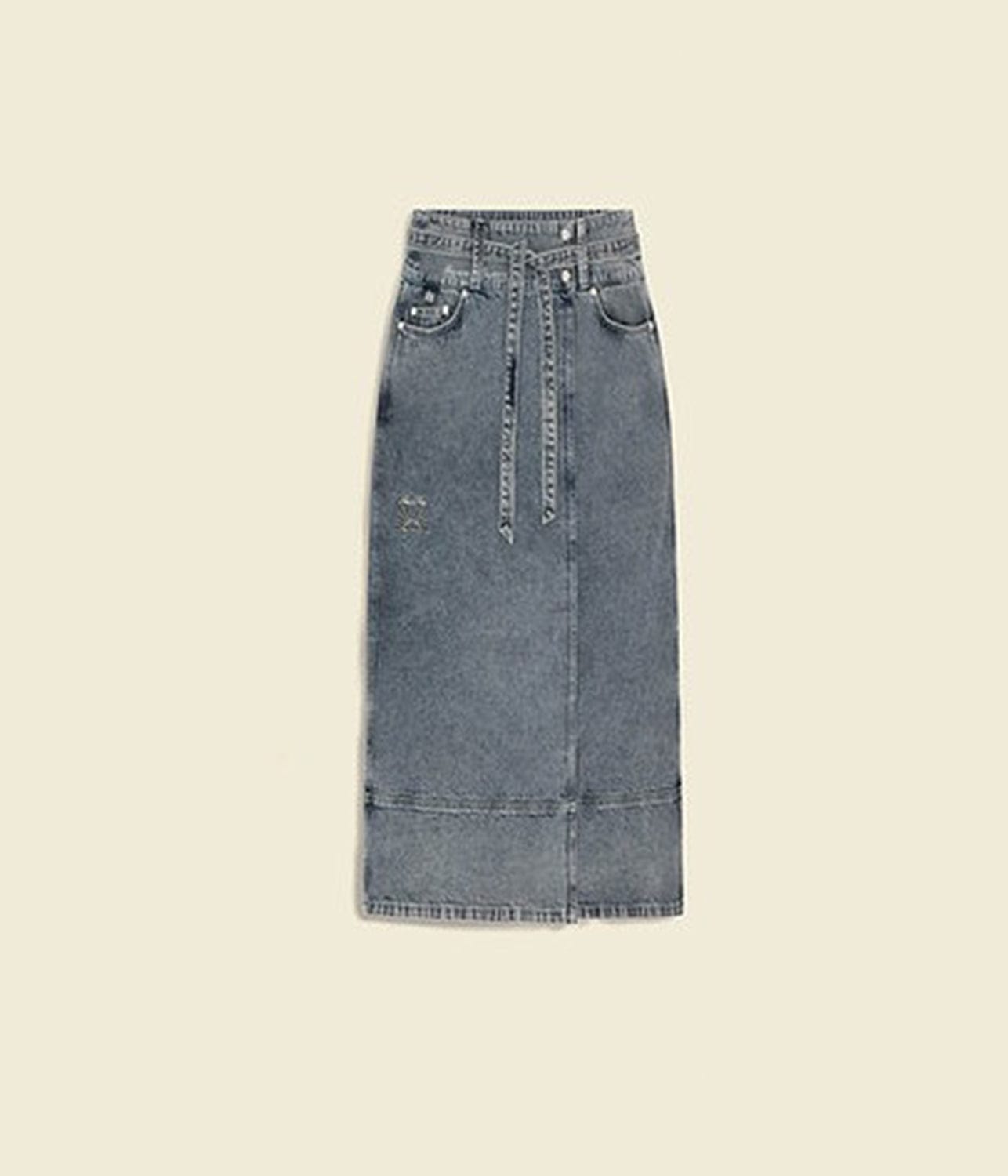 LOW RIDER DENIM SKIRT- SUNFADE DENIM | HOUSE OF SUNNY | HOUSE OF SUNNY LOW RIDER DENIM SKIRT- SUNFADE DENIM