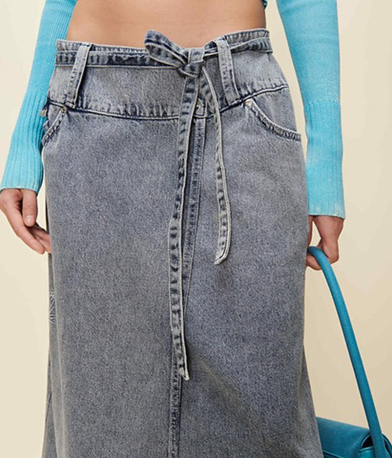 LOW RIDER DENIM SKIRT- SUNFADE DENIM | HOUSE OF SUNNY | HOUSE OF SUNNY LOW RIDER DENIM SKIRT- SUNFADE DENIM