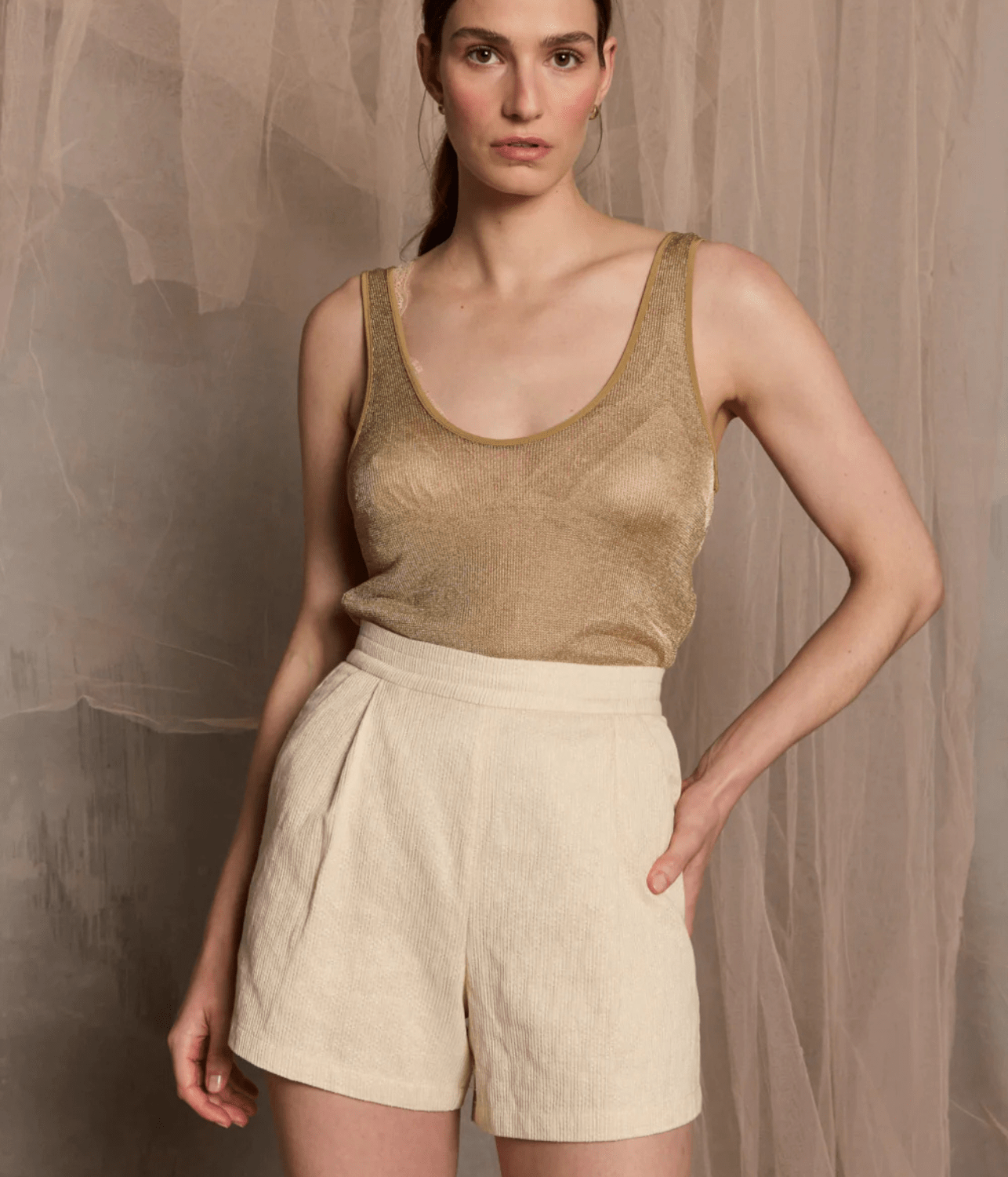 MALFA HIGH WAIST SHORT | VANILLA GOLD | LUXE DE VALENTINA LUXE DE VALENTINA MALFA HIGH WAIST SHORT | VANILLA GOLD
