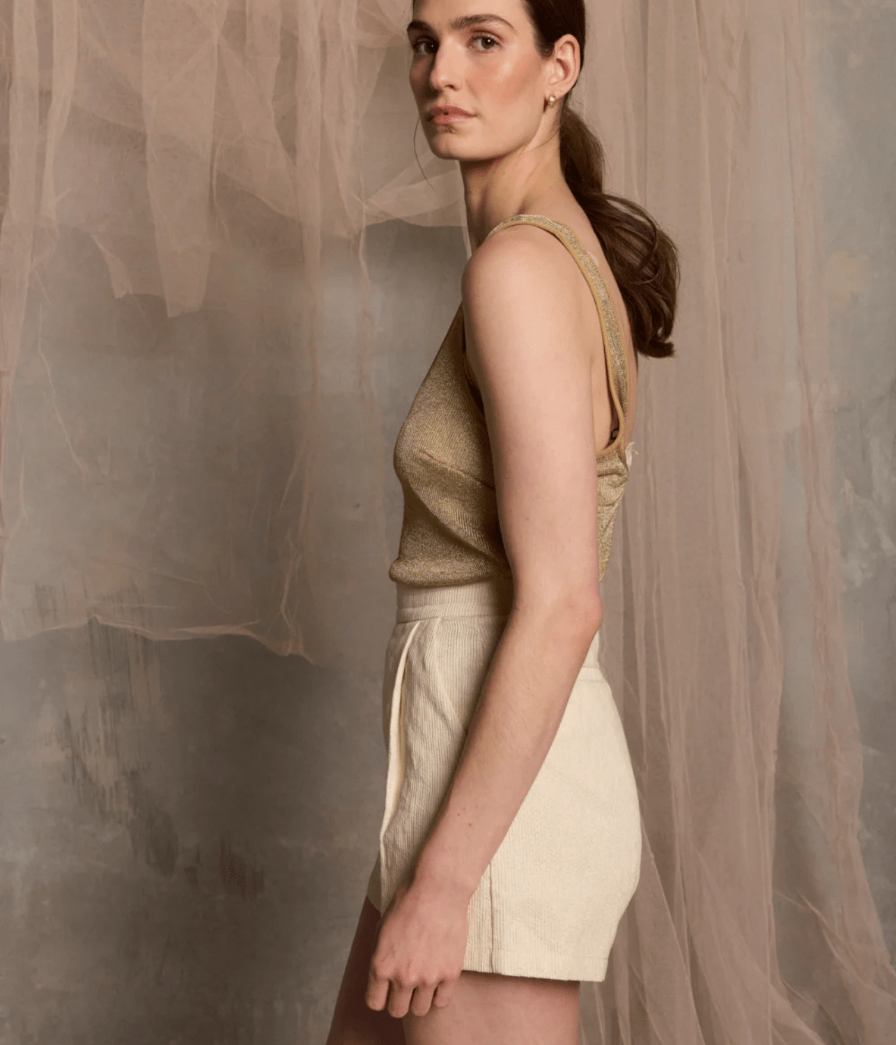 MALFA HIGH WAIST SHORT | VANILLA GOLD | LUXE DE VALENTINA LUXE DE VALENTINA MALFA HIGH WAIST SHORT | VANILLA GOLD