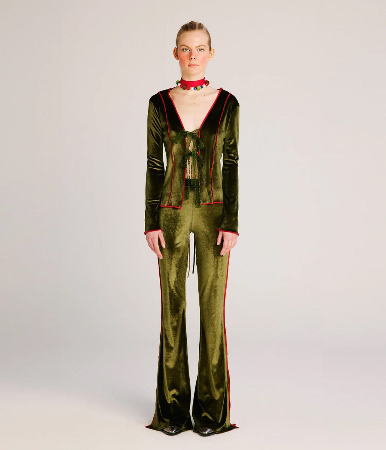 MALIA VELVET PANTS- GREEN | ANIM | ANIM MALIA VELVET PANTS- GREEN