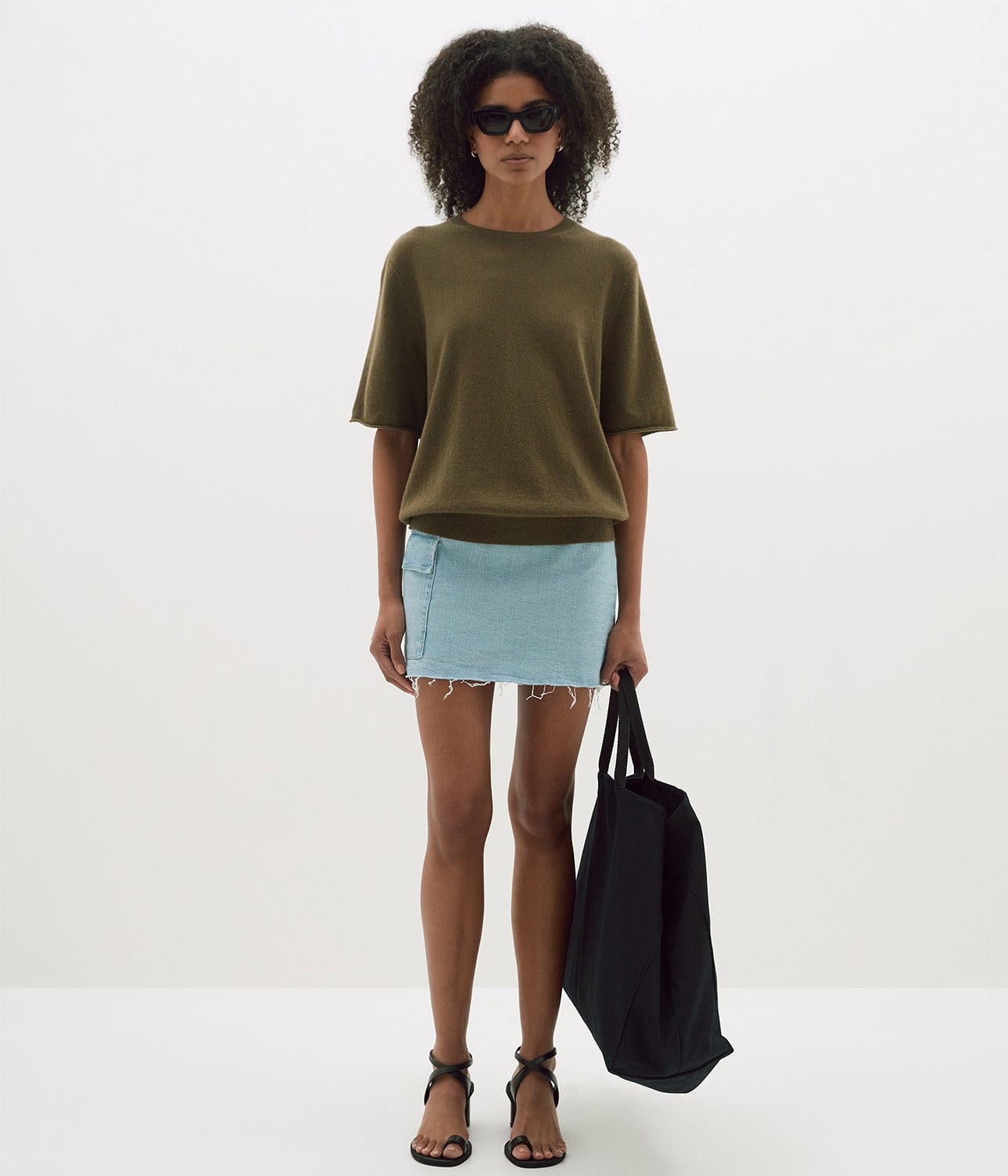 MERINO CASHMERE SLOUCH TEE- KHAKI | BASSIKE | Bassike MERINO CASHMERE SLOUCH TEE- KHAKI
