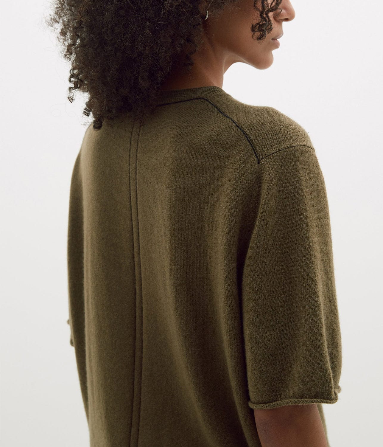 MERINO CASHMERE SLOUCH TEE- KHAKI | BASSIKE | Bassike MERINO CASHMERE SLOUCH TEE- KHAKI