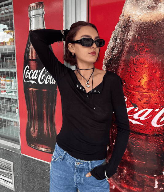 MERINO HENLEY LONG SLEEVE TOP | COURTNEY ZHENG COURTNEY ZHENG MERINO HENLEY LONG SLEEVE TOP