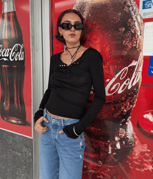 MERINO HENLEY LONG SLEEVE TOP | COURTNEY ZHENG COURTNEY ZHENG MERINO HENLEY LONG SLEEVE TOP