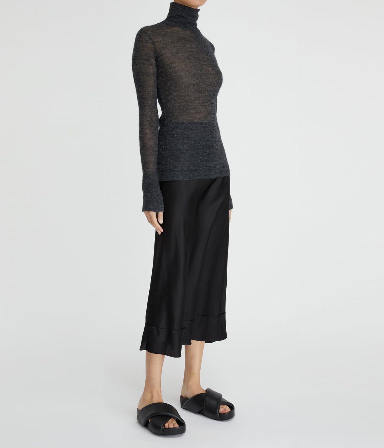 MILA TURTLENECK- CHARCOAL | LEE MATHEWS | LEE MATHEWS MILA TURTLENECK- CHARCOAL