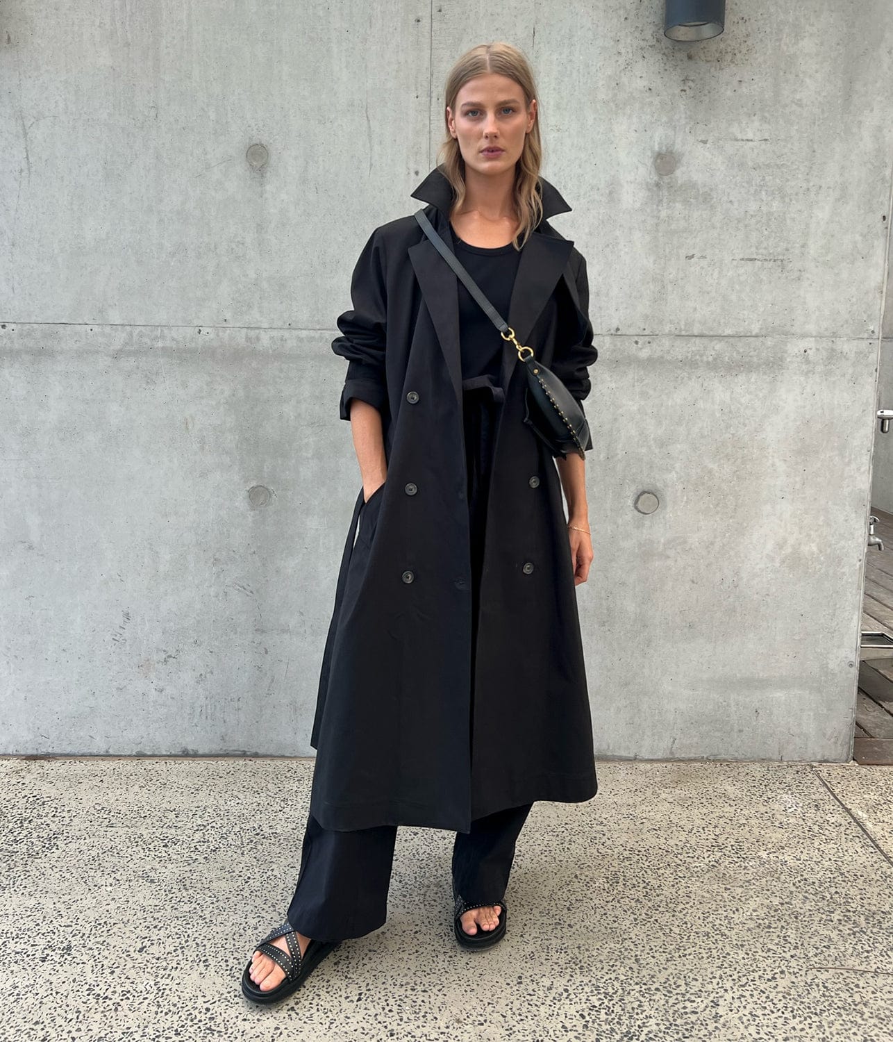 MOLESKIN TRENCH COAT- BLACK | MATIN | MATIN MOLESKIN TRENCH COAT- BLACK