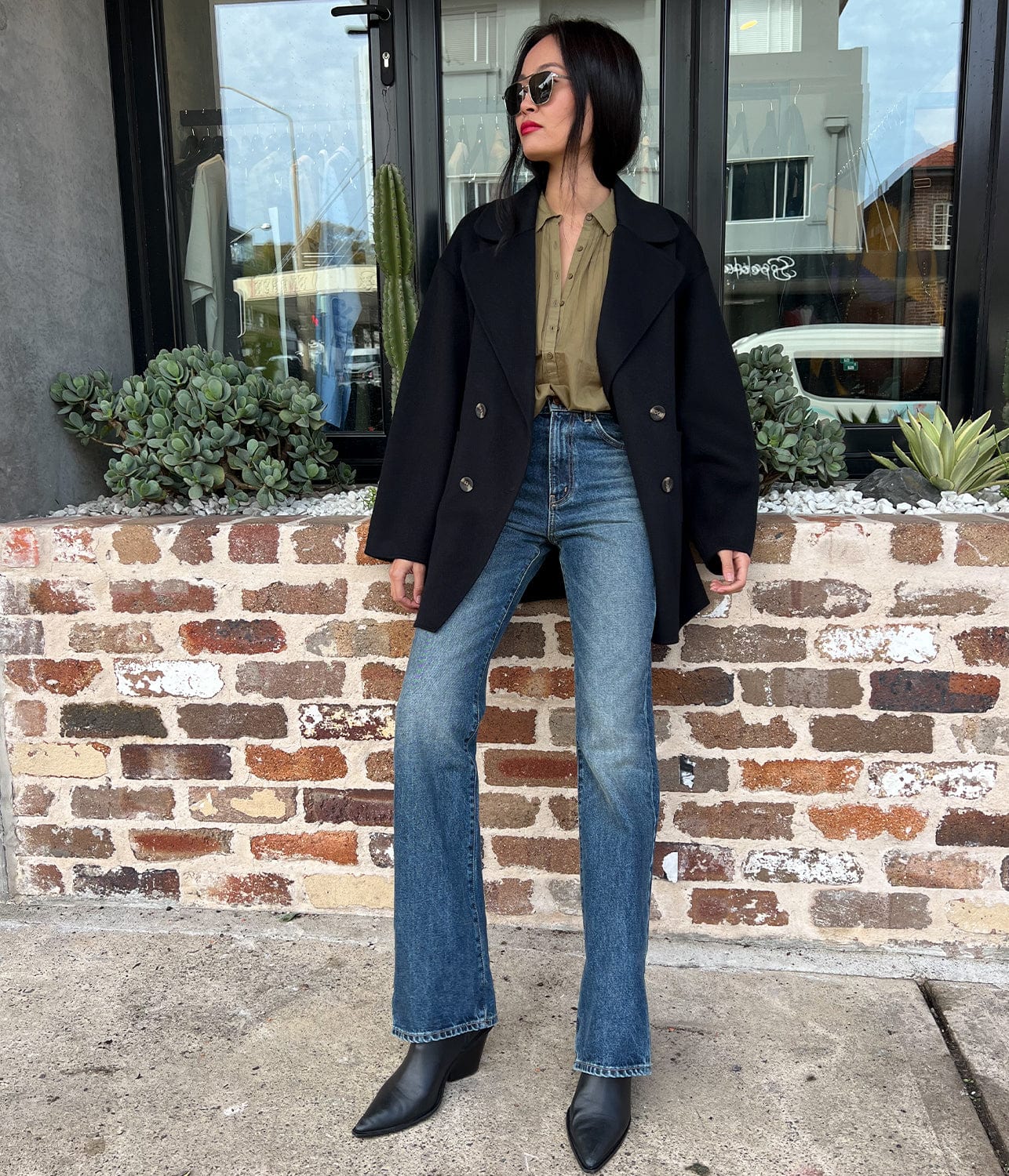 NORMANDY BLOUSE- OLIVE | NILI LOTAN | NILI LOTAN NORMANDY BLOUSE- OLIVE