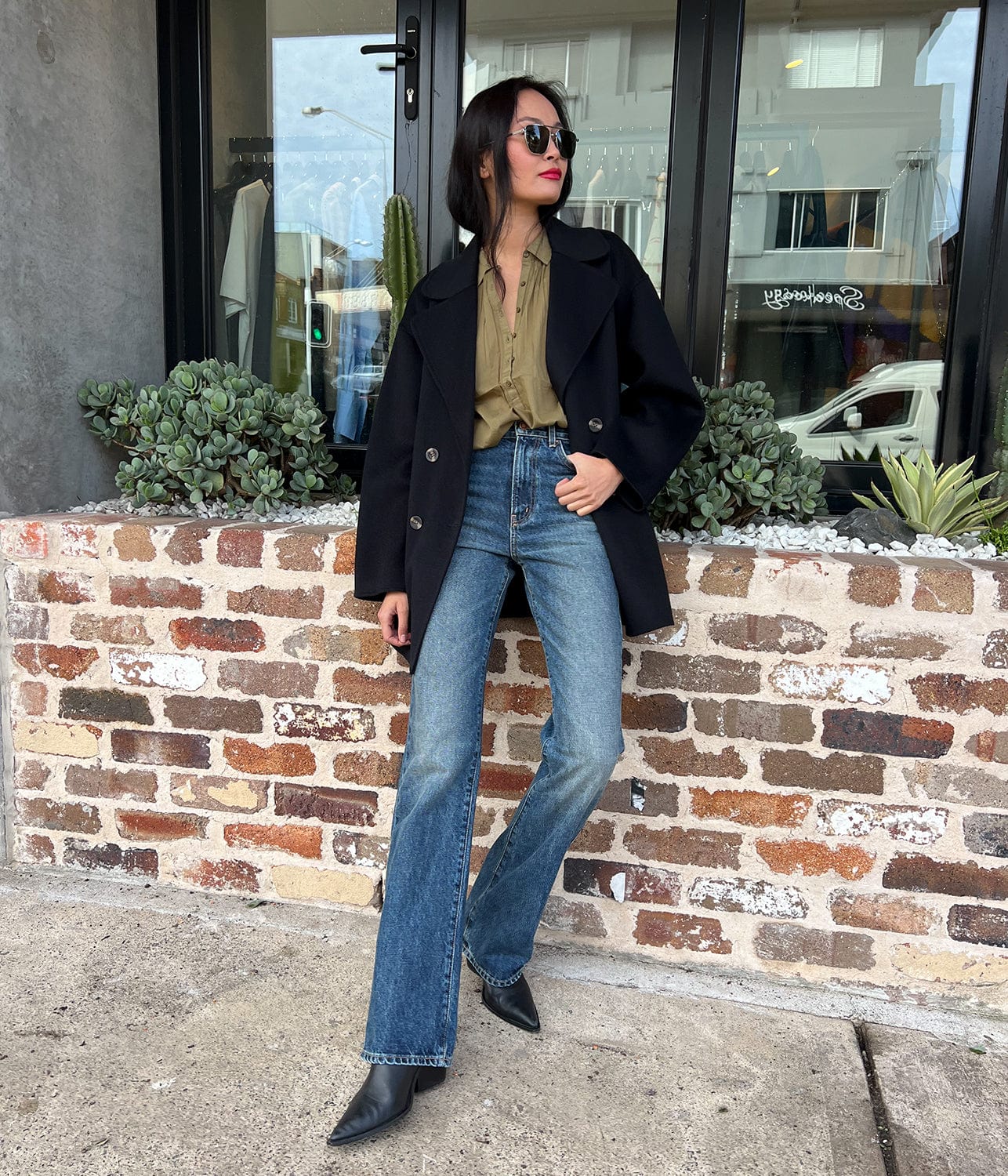NORMANDY BLOUSE- OLIVE | NILI LOTAN | NILI LOTAN NORMANDY BLOUSE- OLIVE
