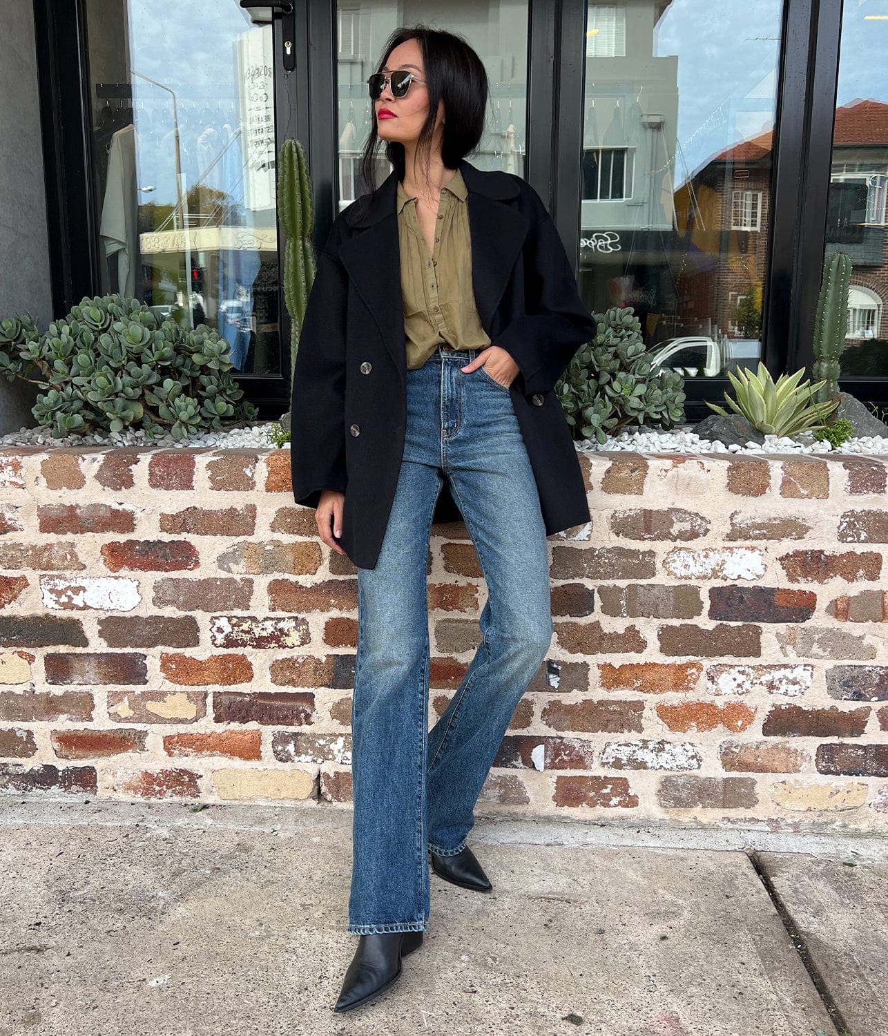 NORMANDY BLOUSE- OLIVE | NILI LOTAN | NILI LOTAN NORMANDY BLOUSE- OLIVE