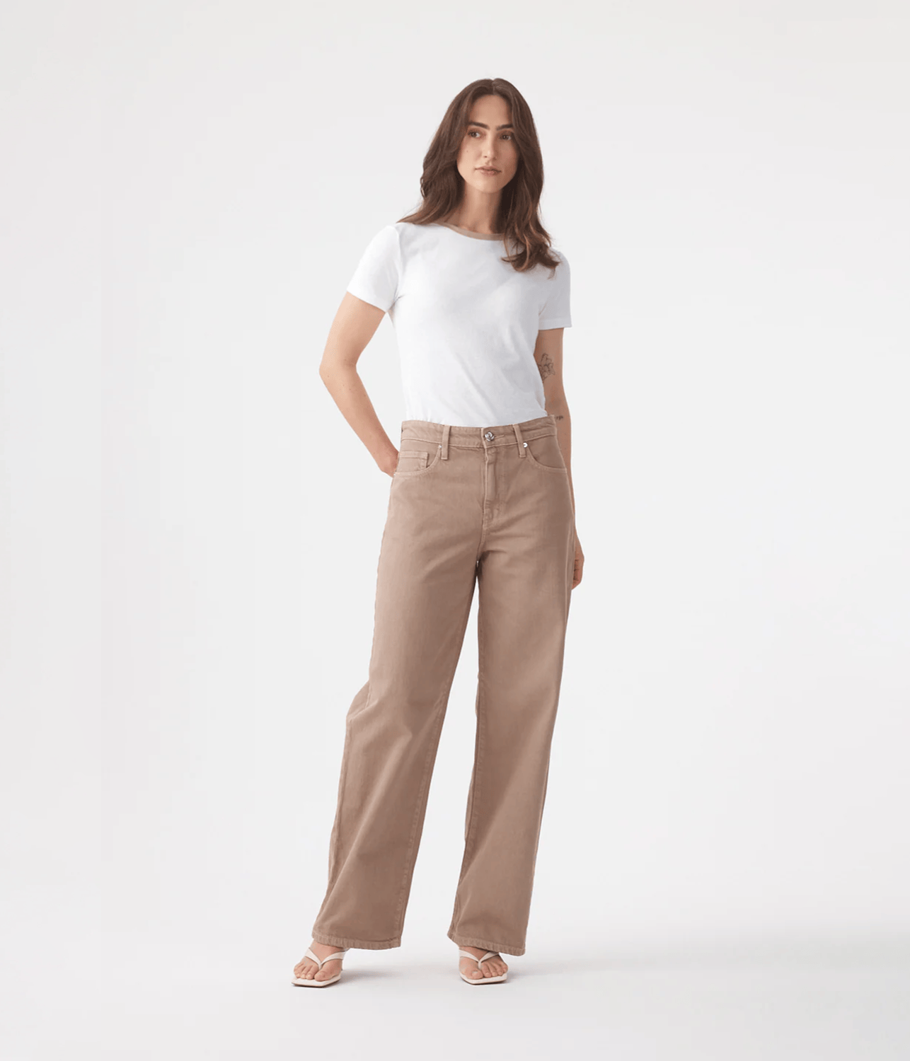 OLIVE MID SLOUCHY WIDE JEAN | OUTLAND DENIM OUTLAND DENIM OLIVE JEAN