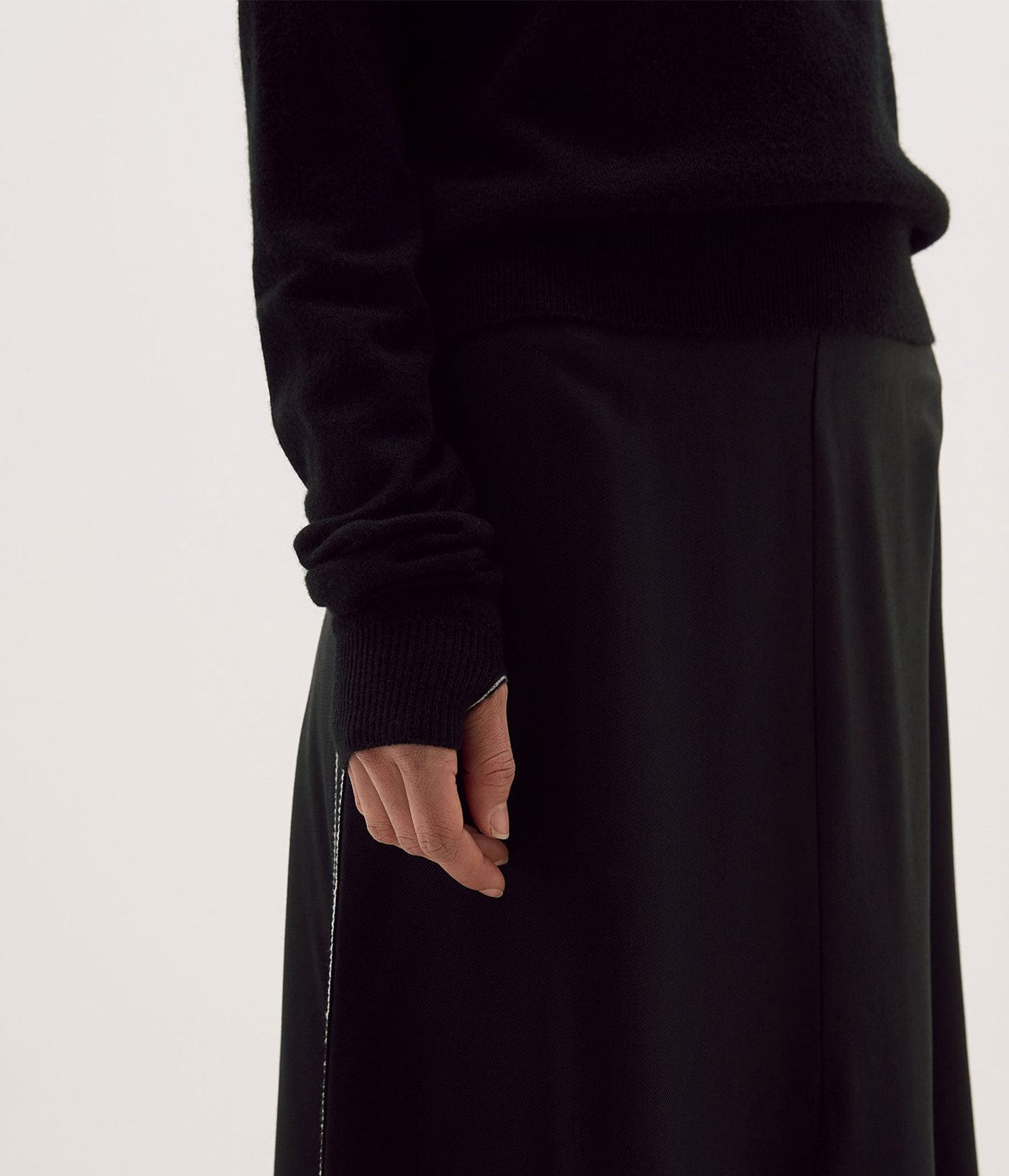 ONE SHOULDER KNIT- BLACK | BASSIKE | Bassike ONE SHOULDER KNIT- BLACK