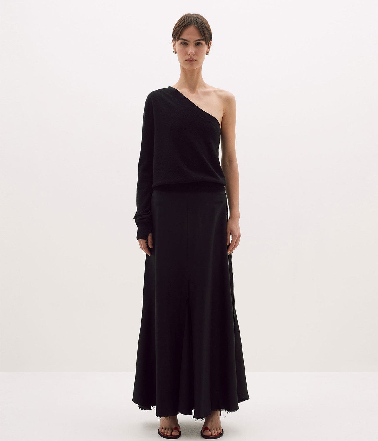 ONE SHOULDER KNIT- BLACK | BASSIKE | Bassike ONE SHOULDER KNIT- BLACK