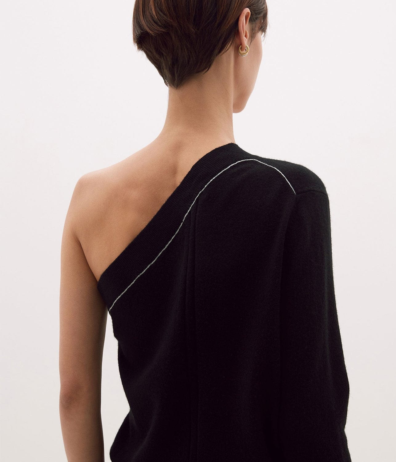 ONE SHOULDER KNIT- BLACK | BASSIKE | Bassike ONE SHOULDER KNIT- BLACK