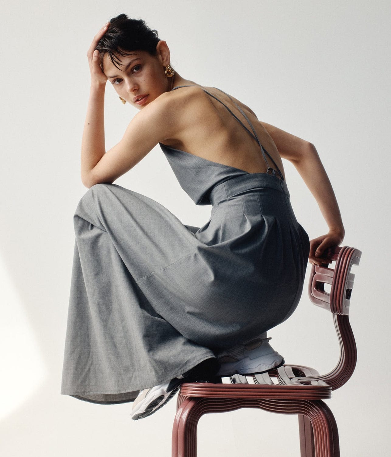 OPEN BACK DRESS- GREY | MATIN | MATIN OPEN BACK DRESS- GREY