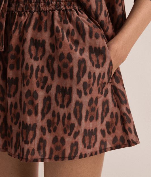 RELAXED SHORT | SUNSET LEOPARD | SARAH JANE CLARKE SJC MADE FOR TRAVEL RELAXED SHORT | SUNSET LEOPARD