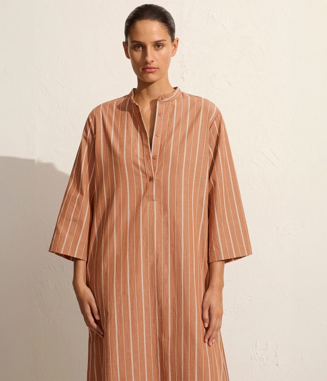 RELAXED STRIPE DJELLABA- DESERT STRIPE | MATTEAU | MATTEAU RELAXED STRIPE DJELLABA- DESERT STRIPE