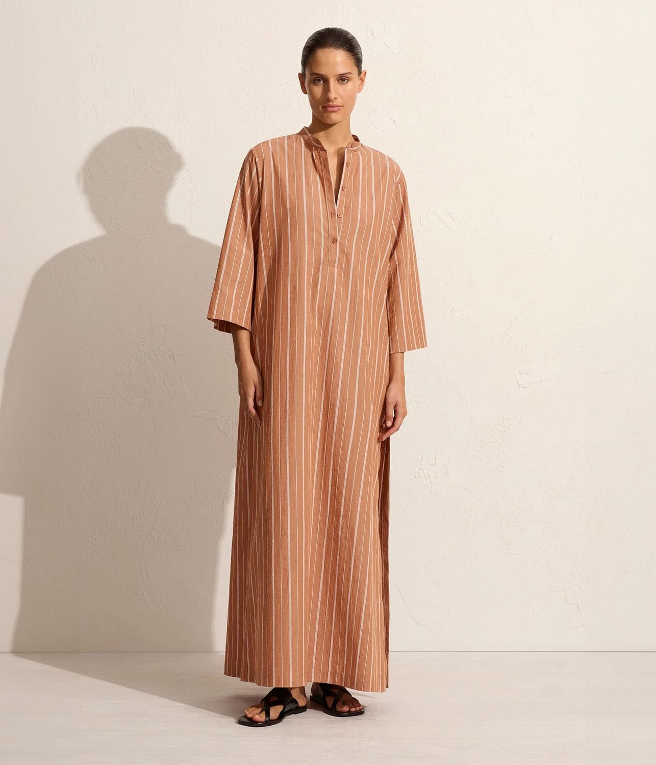 RELAXED STRIPE DJELLABA- DESERT STRIPE | MATTEAU | MATTEAU RELAXED STRIPE DJELLABA- DESERT STRIPE