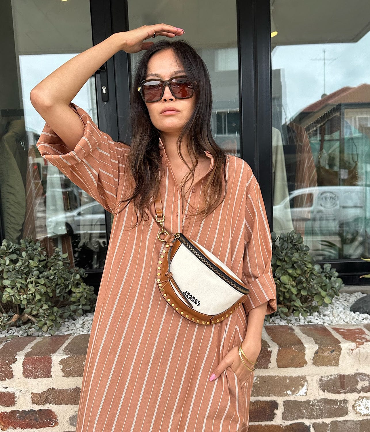 RELAXED STRIPE DJELLABA- DESERT STRIPE | MATTEAU | MATTEAU RELAXED STRIPE DJELLABA- DESERT STRIPE