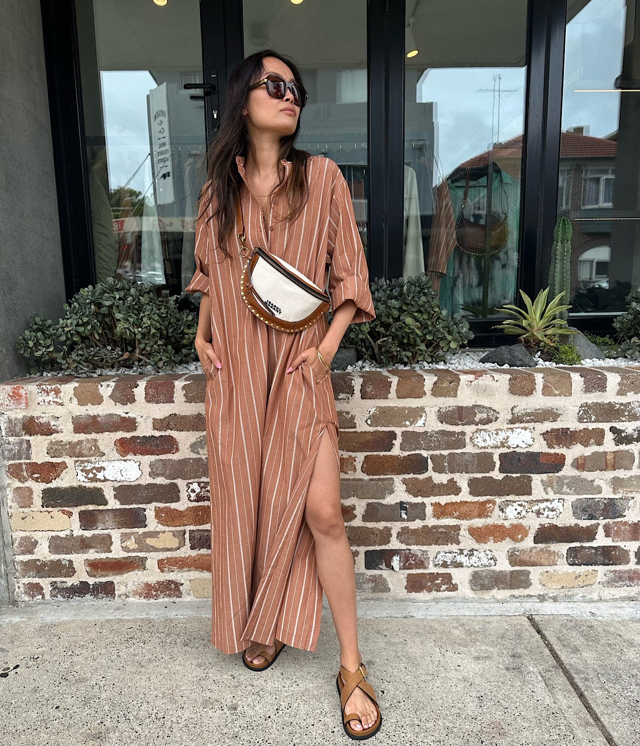 RELAXED STRIPE DJELLABA- DESERT STRIPE | MATTEAU | MATTEAU RELAXED STRIPE DJELLABA- DESERT STRIPE
