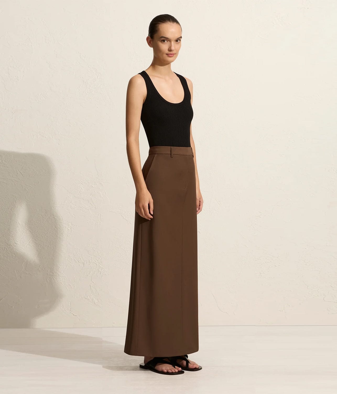 RELAXED TAILORED SKIRT - COFFEE | MATTEAU | MATTEAU RELAXED TAILORED SKIRT - COFFEE