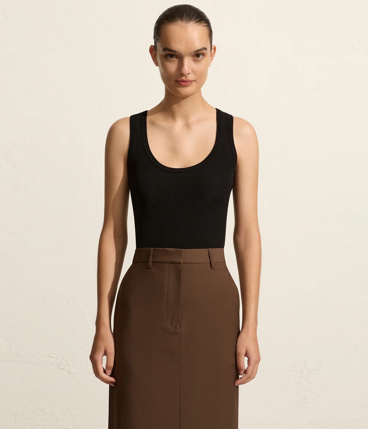 RELAXED TAILORED SKIRT - COFFEE | MATTEAU |  MATTEAU RELAXED TAILORED SKIRT - COFFEE