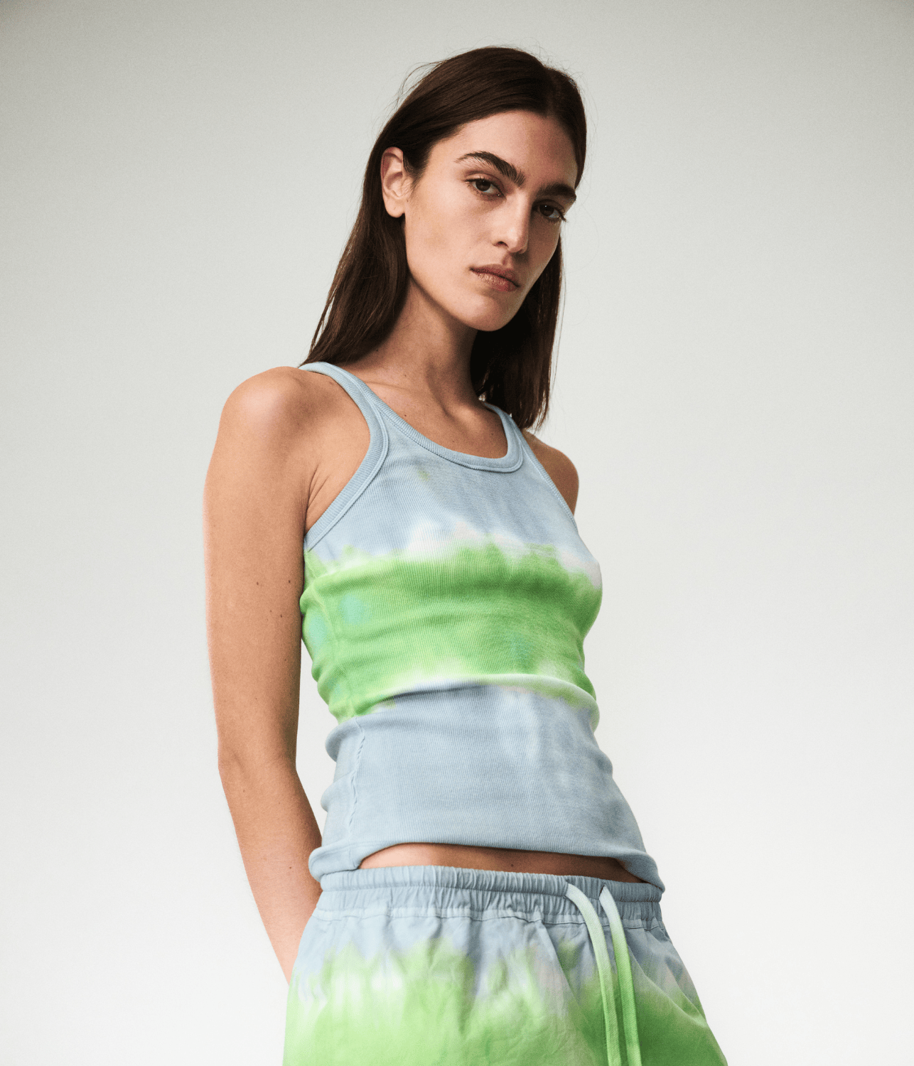 RIBBED SINGLET SILVER/PARAKEET | LUUDA LUUDA RIBBED SINGLET