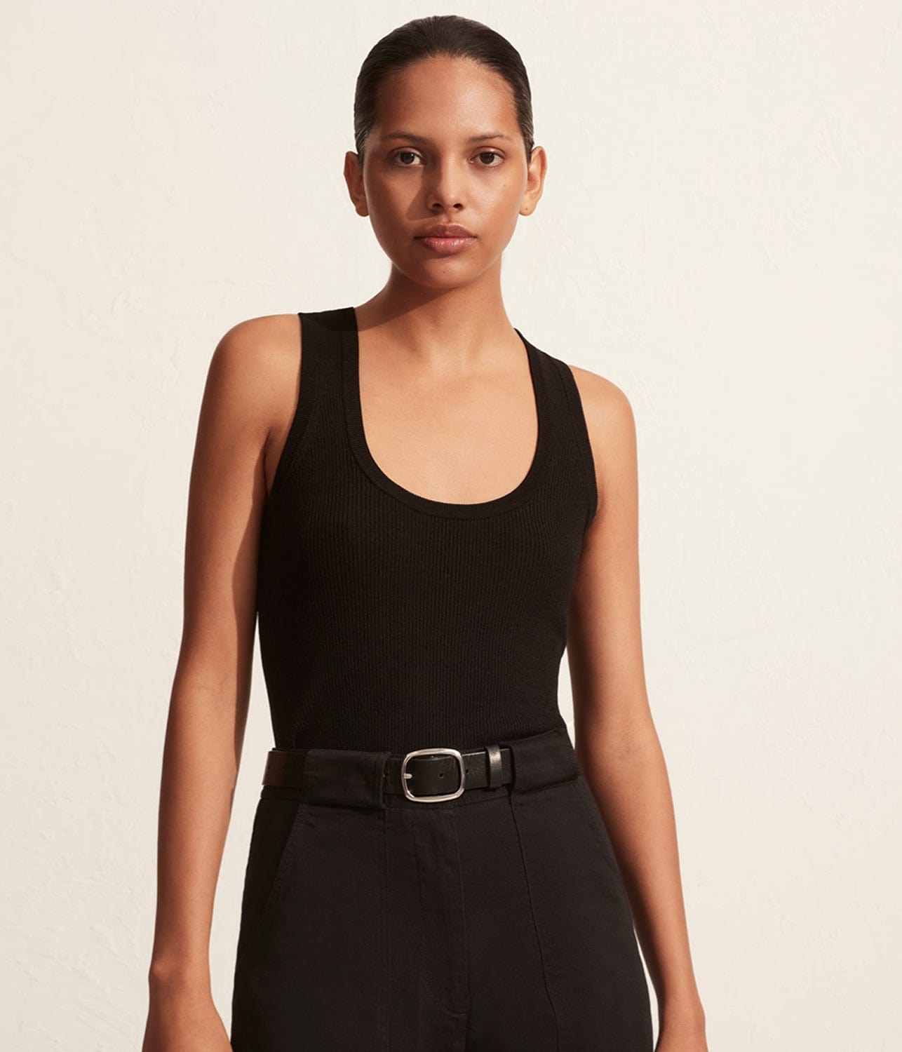 RIBBEN TANK TOP- BLACK | MATTEAU | MATTEAU RIBBED TANK TOP- BLACK