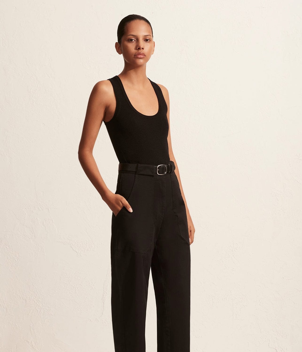 RIBBEN TANK TOP- BLACK | MATTEAU | MATTEAU RIBBED TANK TOP- BLACK