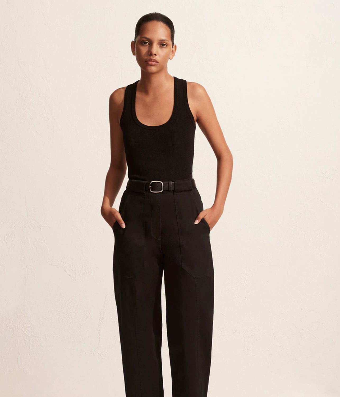 RIBBEN TANK TOP- BLACK | MATTEAU | MATTEAU RIBBED TANK TOP- BLACK