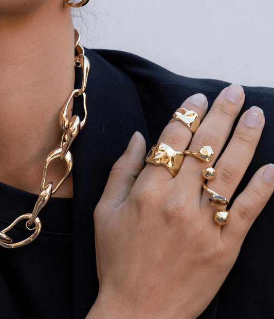 RIPPLED SHIELD UPPER-FINGER RING | BRASS F+H STUDIOS RIPPLED SHIELD UPPER-FINGER RING | BRASS