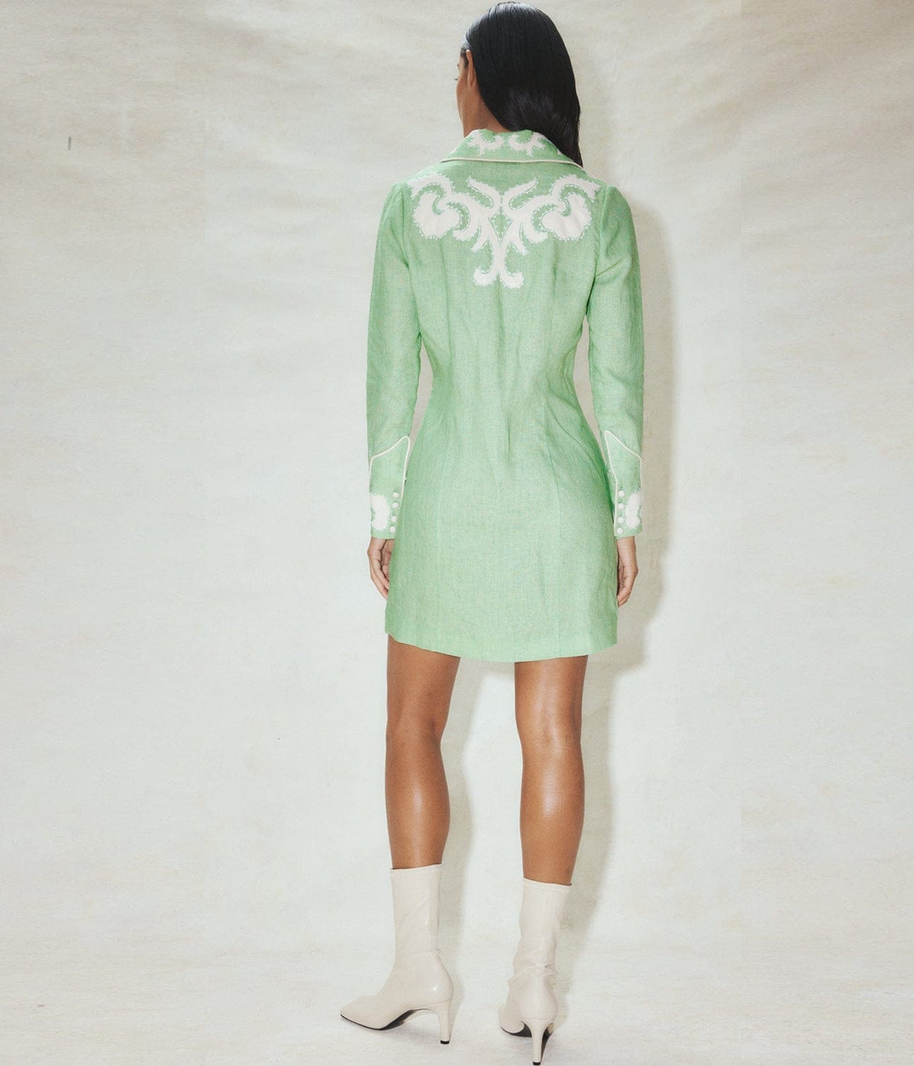RUBY APPLIQUE MINI DRESS- GREEN | ALEMAIS | ALEMAIS RUBY APPLIQUE MINI DRESS- GREEN