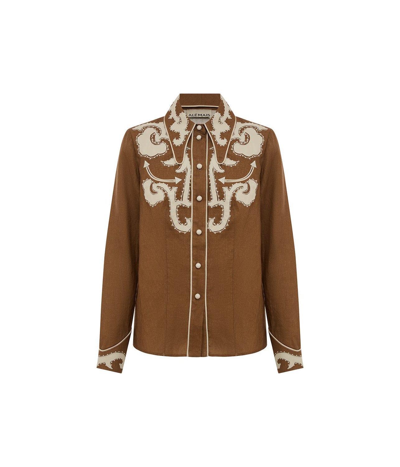 RUBY APPLIQUÉ SHIRT- BROWN | ALEMAIS | ALEMAIS RUBY APPLIQUÉ SHIRT- BROWN