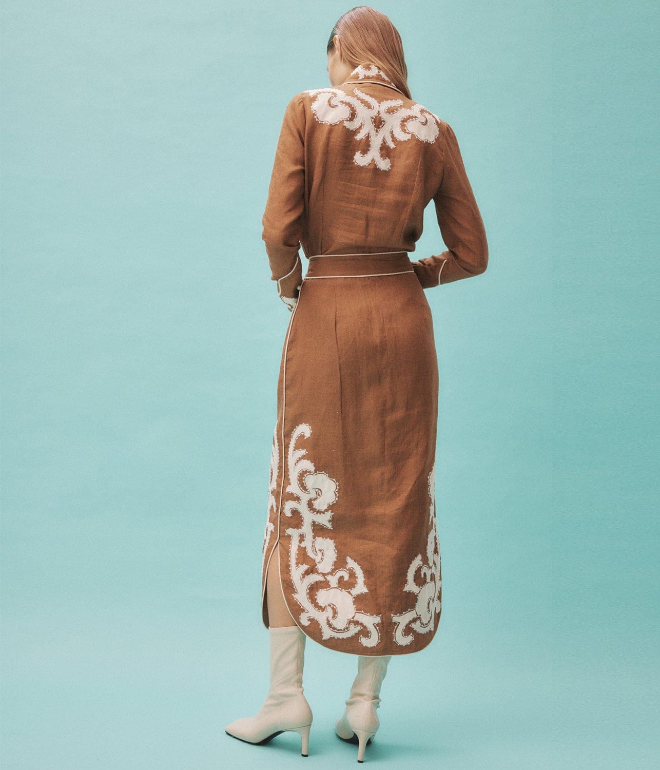 RUBY APPLIQUÉ SHIRT- BROWN | ALEMAIS | ALEMAIS RUBY APPLIQUÉ SHIRT- BROWN
