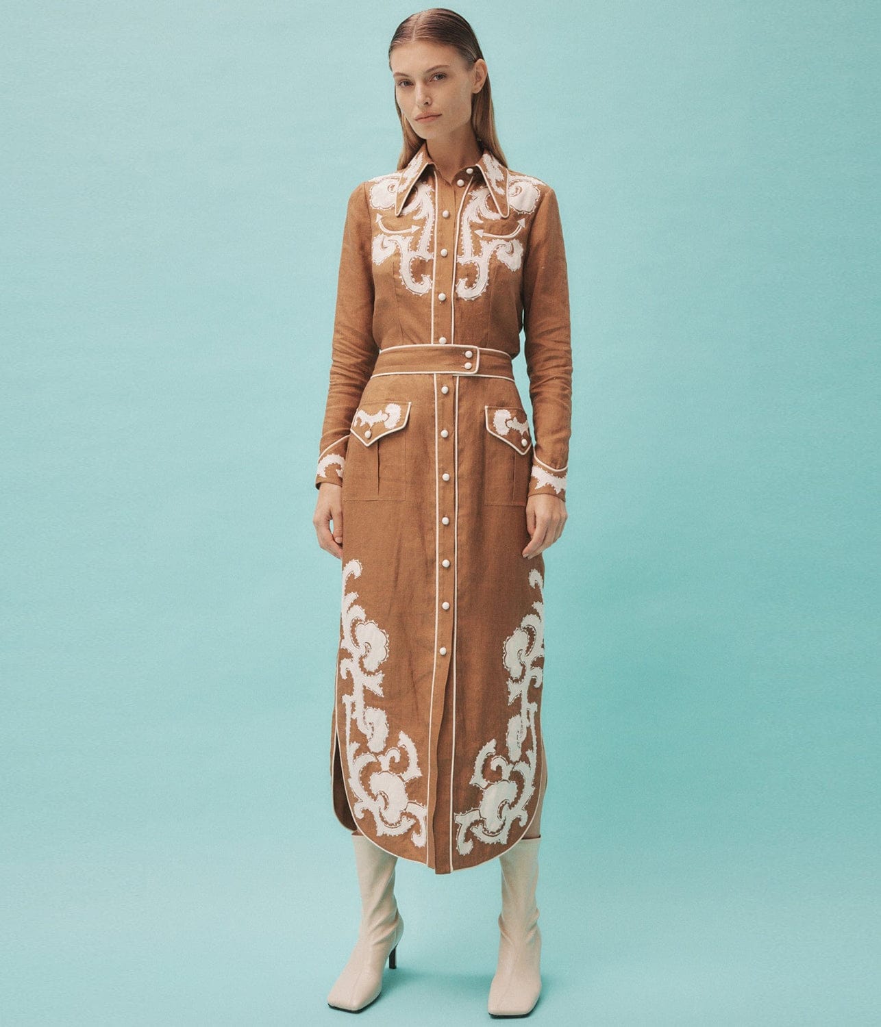 RUBY APPLIQUÉ SHIRT- BROWN | ALEMAIS | ALEMAIS RUBY APPLIQUÉ SHIRT- BROWN