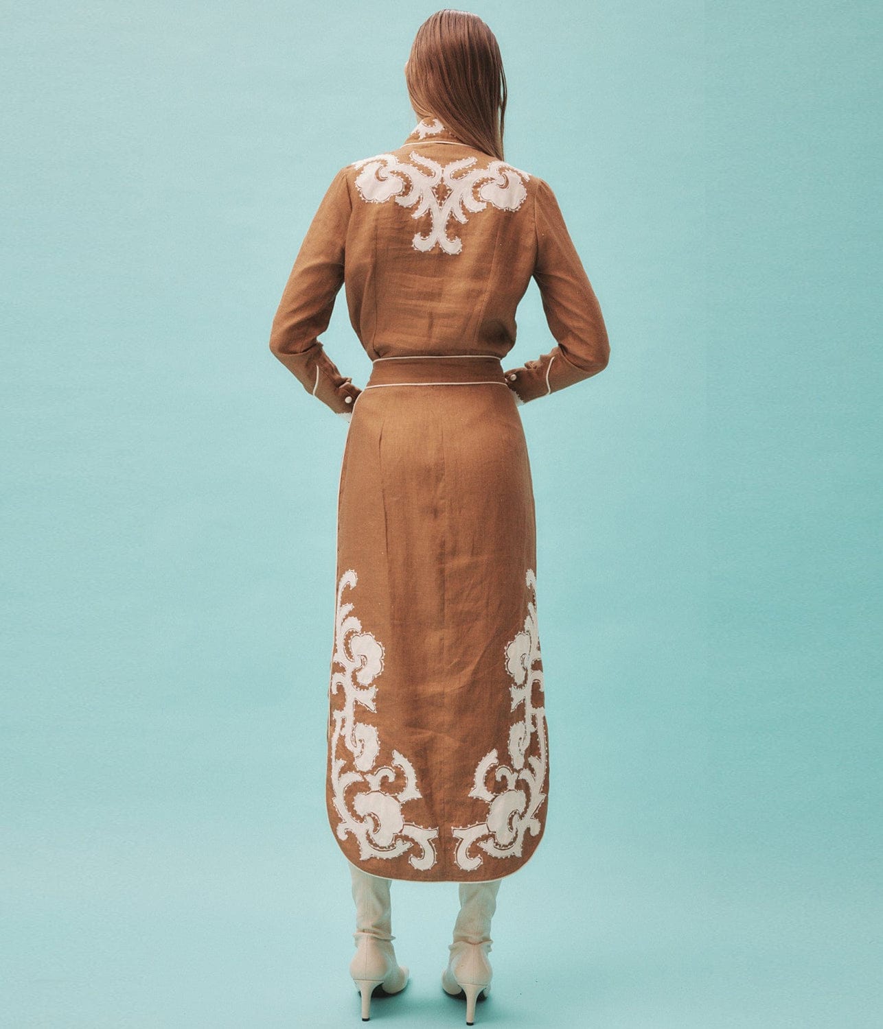 RUBY APPLIQUÉ SKIRT - BROWN | ALEMAIS | ALEMAIS RUBY APPLIQUÉ SKIRT - BROWN