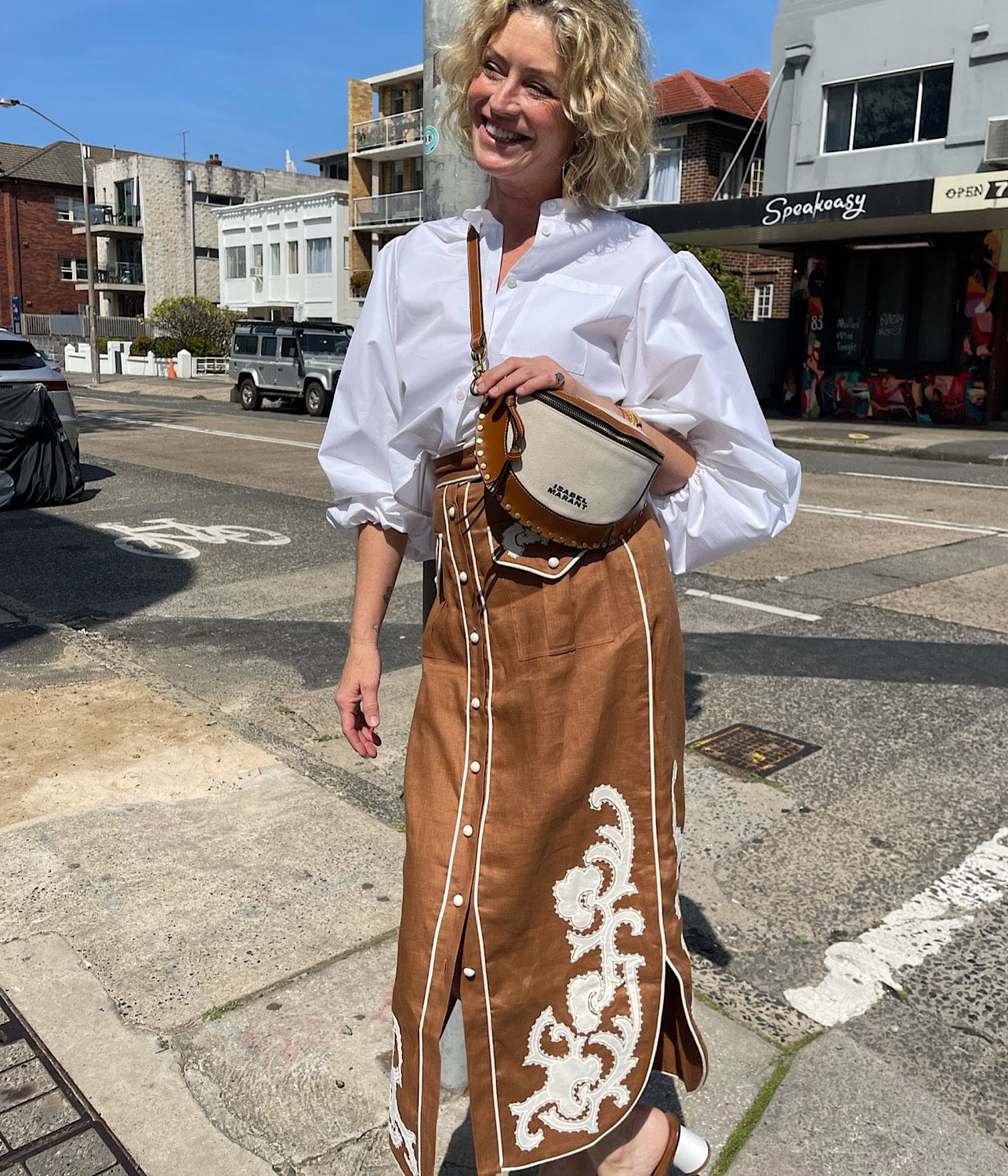 RUBY APPLIQUÉ SKIRT - BROWN | ALEMAIS | ALEMAIS RUBY APPLIQUÉ SKIRT - BROWN