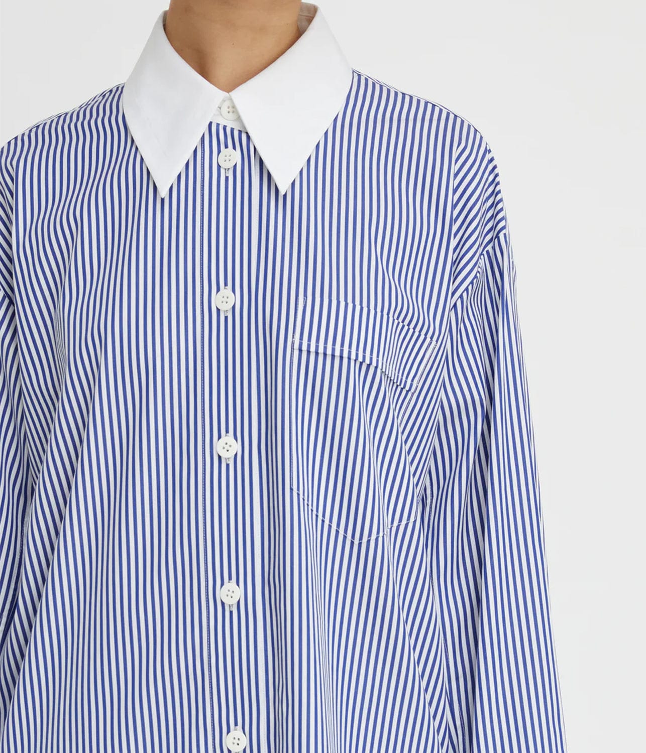SASHA SHIRT- BLUE STRIPE | LEE MATHEWS | LEE MATHEWS SASHA SHIRT- BLUE STRIPE