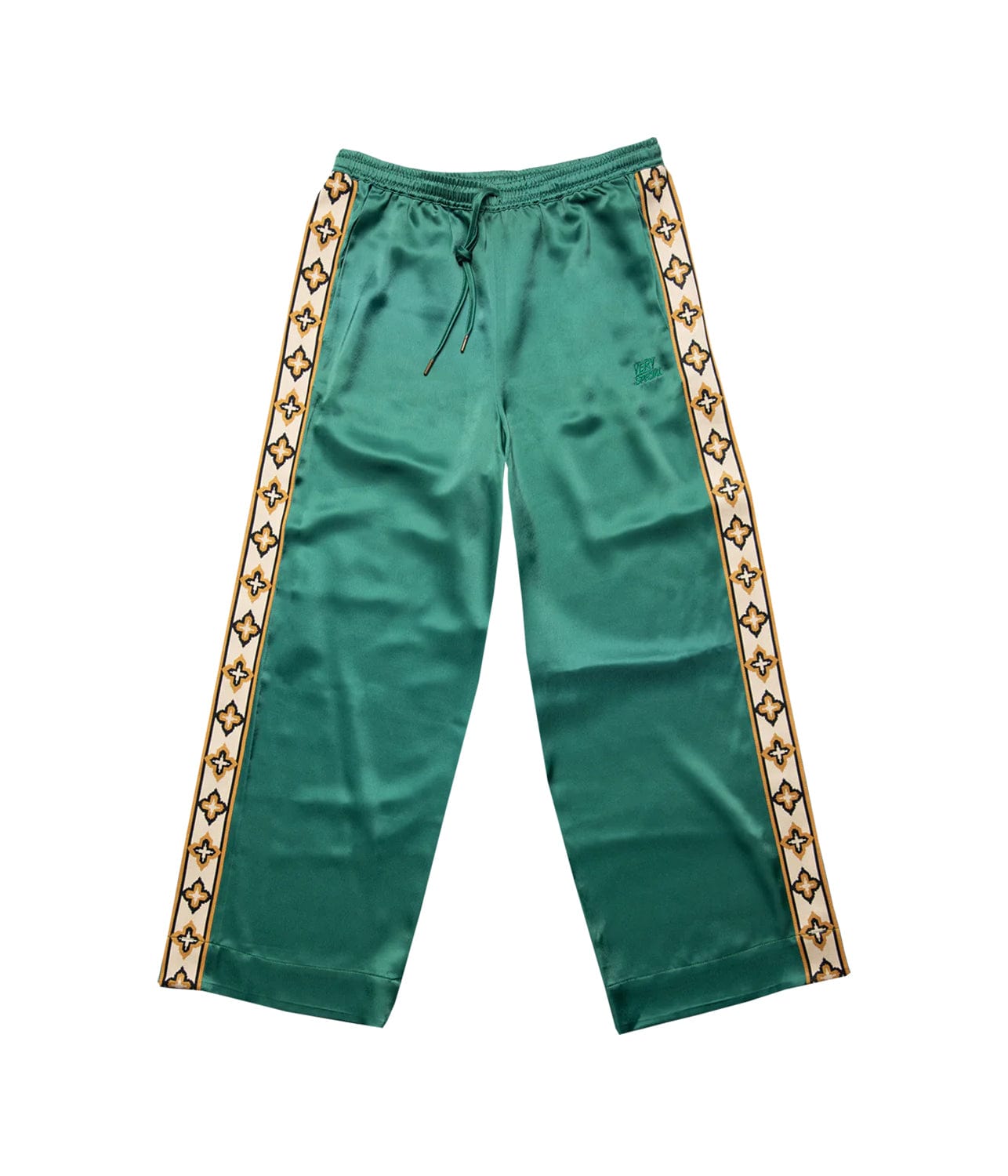 SATIN DIAMOND VACAY PANTS- GREEN | SOMETHING VERY SPECIAL | SOMETHING VERY SPECIAL SATIN DIAMOND VACAY PANTS- GREEN