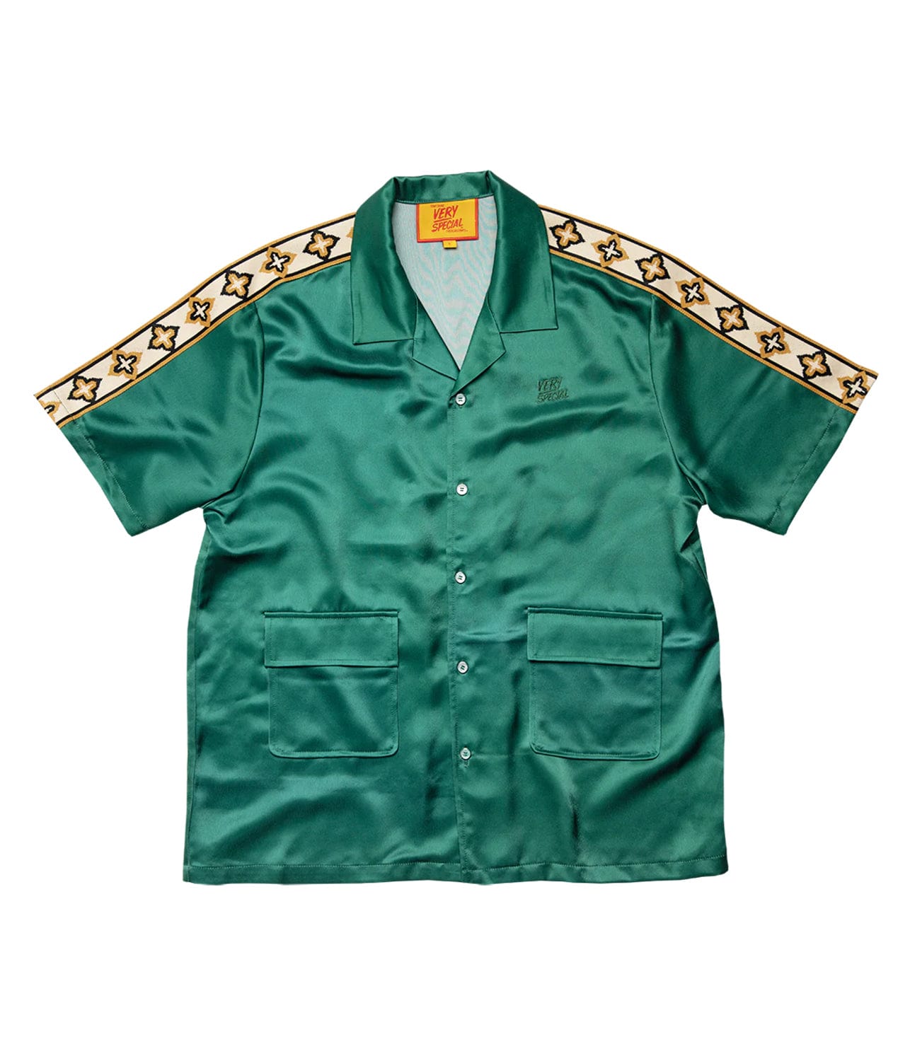 SATIN UTILITY SHIRT- GREEN | SOMETHING VERY SPECIAL | SOMETHING VERY SPECIAL SATIN UTILITY SHIRT- GREEN