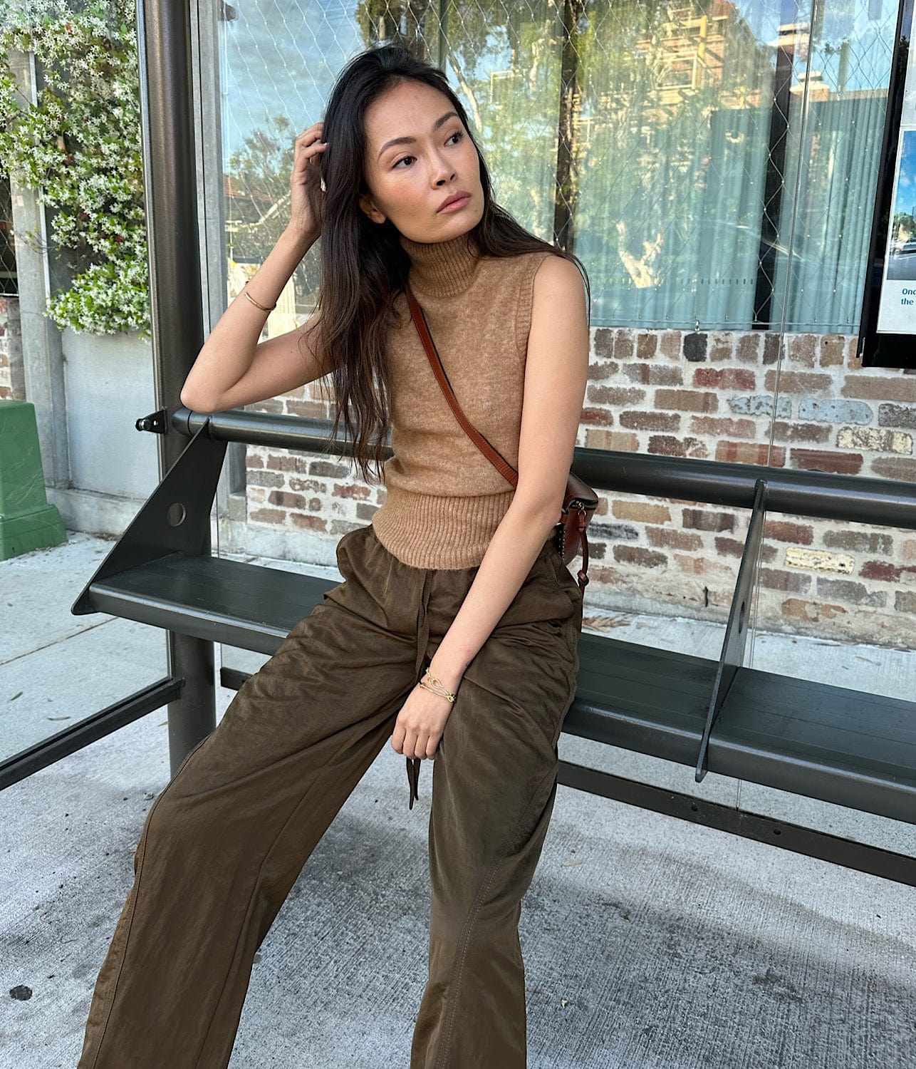SAWYER TURTLENECK TANK- CAMEL | LEE MATHEWS | LEE MATHEWS SAWYER TURTLENECK TANK- CAMEL