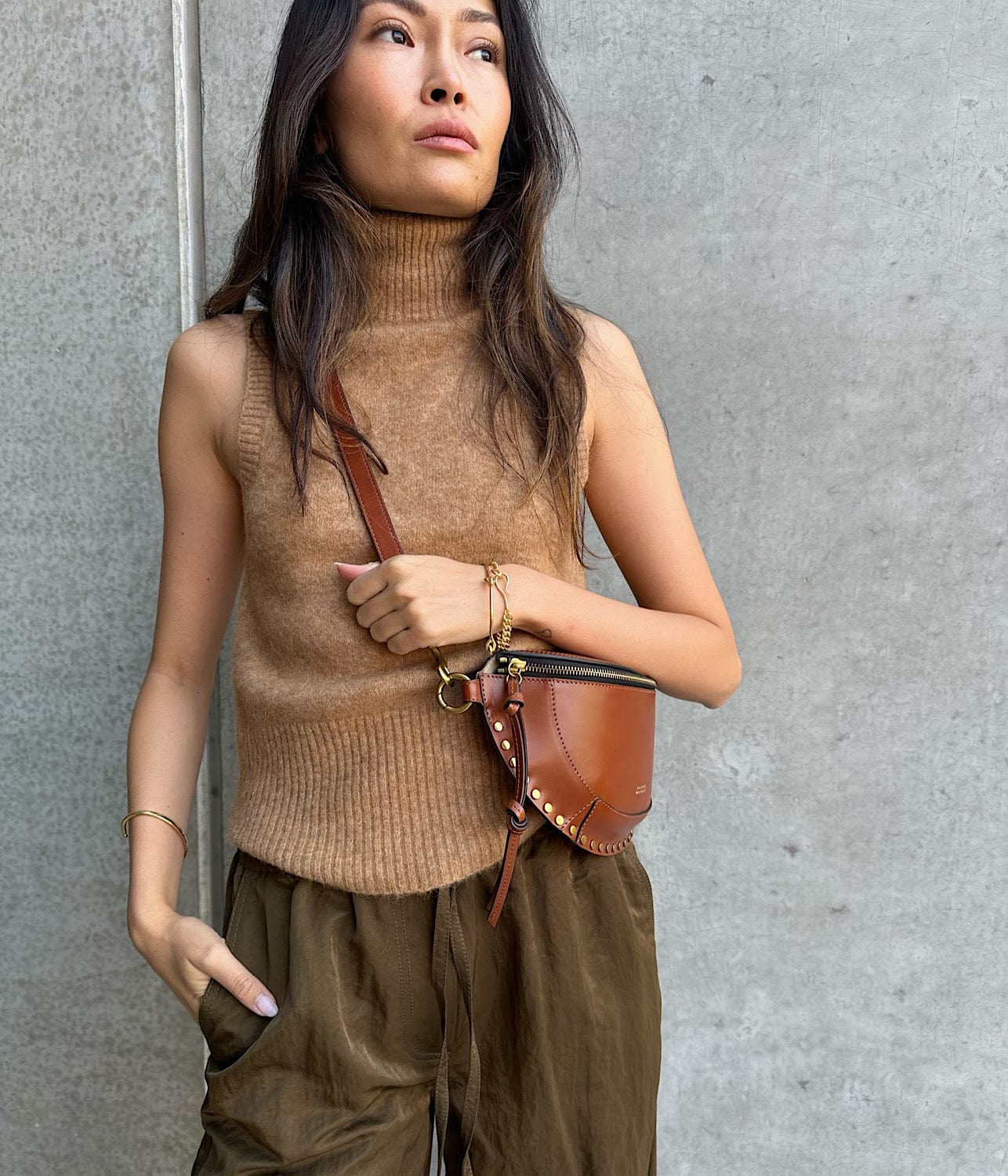 SAWYER TURTLENECK TANK- CAMEL | LEE MATHEWS | LEE MATHEWS SAWYER TURTLENECK TANK- CAMEL